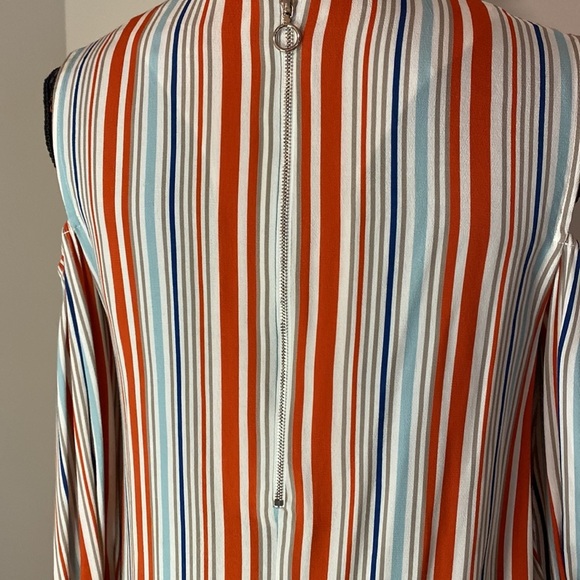 Allen Schwartz Boutique line striped cold shoulder sheath midi dress size 4 - Picture 9 of 11